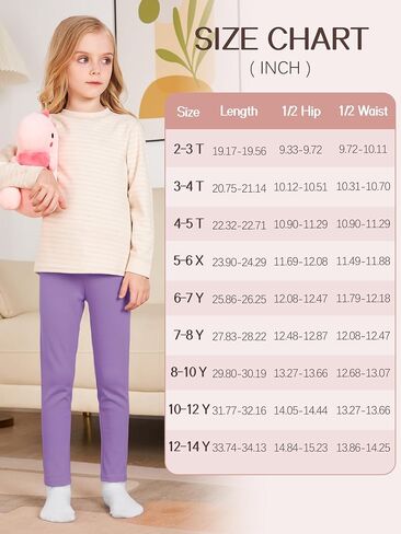 6 Pack Leggings for Girls Cotton Girls Leggings Tights Pants for Kids Full Length Toddler Warm Stretchy Multipack in Kuwait