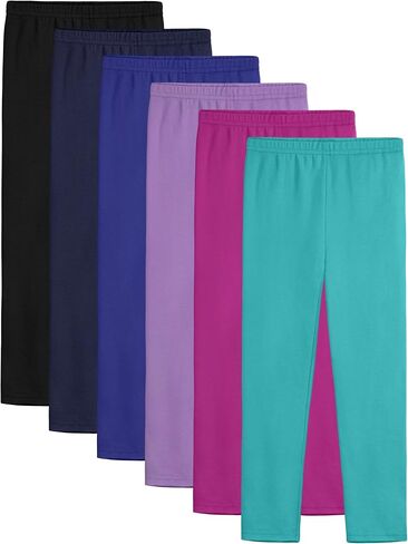 6 Pack Leggings for Girls Cotton Girls Leggings Tights Pants for Kids Full Length Toddler Warm Stretchy Multipack in Kuwait
