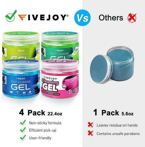 FiveJoy Universal Car Cleaning Gel Detailing Putty, Car Goop Cleaner Car Interior Cleaner Putty for Home, Office, Keyboard, Computer Blue, 4Pack 22.4oz in Saudi Arabia