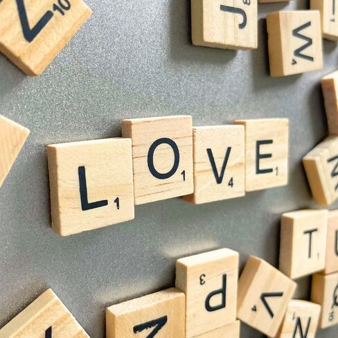 YJ PREMIUMS 100 PC Wood Magnetic Letter Tiles Magnets Big Large Square Wooden Alphabet Letters Tile Magnet Pieces for Fridge Refrigerator Wall Fun Learning Decorative Game Board for Adults in Saudi Arabia