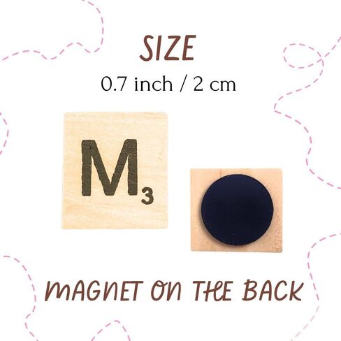 YJ PREMIUMS 100 PC Wood Magnetic Letter Tiles Magnets Big Large Square Wooden Alphabet Letters Tile Magnet Pieces for Fridge Refrigerator Wall Fun Learning Decorative Game Board for Adults in Saudi Arabia