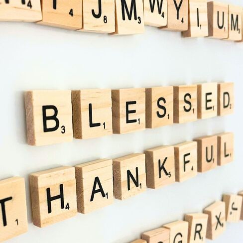YJ PREMIUMS 100 PC Wood Magnetic Letter Tiles Magnets Big Large Square Wooden Alphabet Letters Tile Magnet Pieces for Fridge Refrigerator Wall Fun Learning Decorative Game Board for Adults in Saudi Arabia