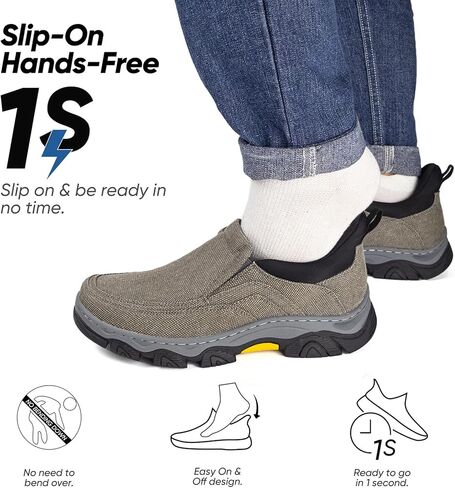 UPIShi Men's Hands Free Slip On Walking Loafer Slip-ins Casual Canvas Lightweight Indoor Outdoor Cushioning Shoes in Kuwait