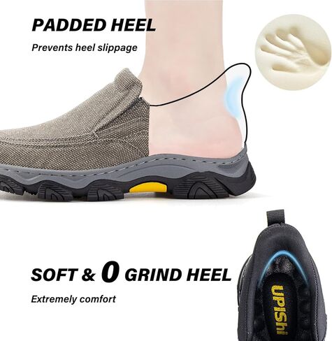 UPIShi Men's Hands Free Slip On Walking Loafer Slip-ins Casual Canvas Lightweight Indoor Outdoor Cushioning Shoes in Kuwait