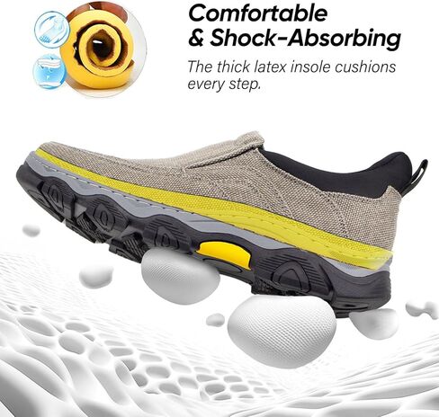 UPIShi Men's Hands Free Slip On Walking Loafer Slip-ins Casual Canvas Lightweight Indoor Outdoor Cushioning Shoes in Kuwait