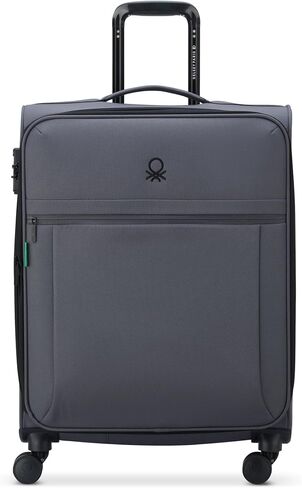 United Colors of Benetton Be Softside Expandable Luggage with Spinner Wheels, Anthracite, Checked-Medium 23 Inch in Saudi Arabia