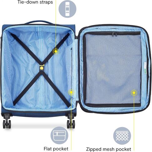 United Colors of Benetton Be Softside Expandable Luggage with Spinner Wheels, Anthracite, Checked-Medium 23 Inch in Saudi Arabia