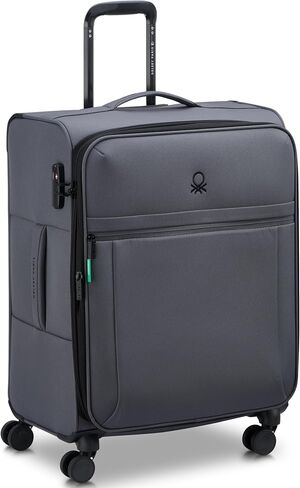 United Colors of Benetton Be Softside Expandable Luggage with Spinner Wheels, Anthracite, Checked-Medium 23 Inch in Saudi Arabia