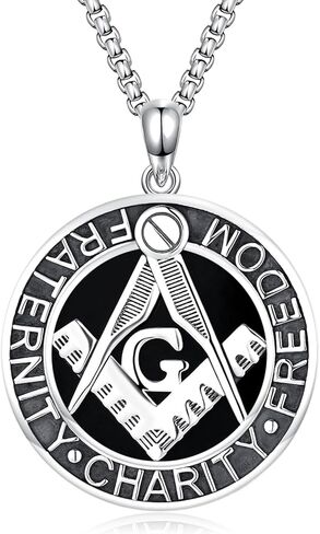 Masonic Necklace for Men Women S925 Sterling Silver Viking Masonic Symbol Pendant Necklace Masonic Jewelry Gift for Men Women Birthday in Kuwait