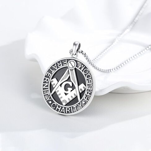Masonic Necklace for Men Women S925 Sterling Silver Viking Masonic Symbol Pendant Necklace Masonic Jewelry Gift for Men Women Birthday in Kuwait