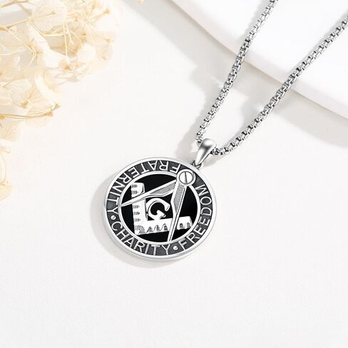 Masonic Necklace for Men Women S925 Sterling Silver Viking Masonic Symbol Pendant Necklace Masonic Jewelry Gift for Men Women Birthday in Kuwait