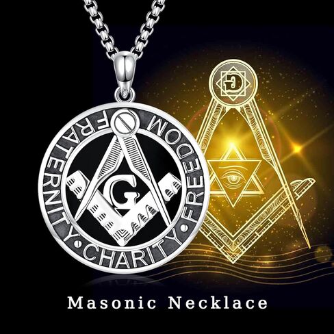 Masonic Necklace for Men Women S925 Sterling Silver Viking Masonic Symbol Pendant Necklace Masonic Jewelry Gift for Men Women Birthday in Kuwait