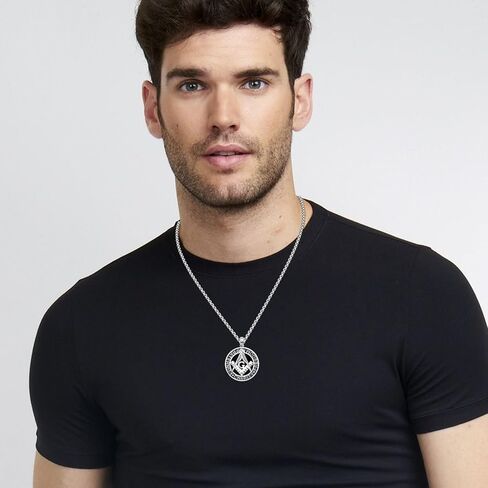 Masonic Necklace for Men Women S925 Sterling Silver Viking Masonic Symbol Pendant Necklace Masonic Jewelry Gift for Men Women Birthday in Kuwait