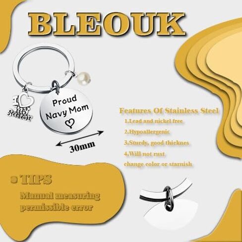 BLEOUK Proud Navy Mom Keychain Navy Mom Jewelry For Military Mom Navy Deployment Keychain Marine Mom Veteran Gift in Saudi Arabia