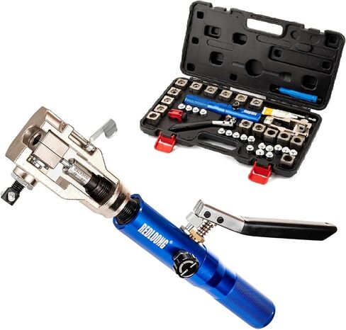 72485-PRC Universal Hydraulic Flaring Tool Set (includes 3/8" and 1/2" Transmission Cooling Line Die and Adapter Sets) with Tube Cutter, Silver/Blue in Kuwait