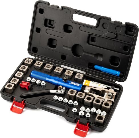 72485-PRC Universal Hydraulic Flaring Tool Set (includes 3/8" and 1/2" Transmission Cooling Line Die and Adapter Sets) with Tube Cutter, Silver/Blue in Kuwait