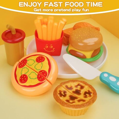 Play Food Sets for Kids Kitchen-80PC Pretend Food with 2 Kids Picnic Basket, Toy Food with Pizza Toy, Plastic Food Cutting Toys, Play Kitchen Accessories - Fake Food, Boys Girls Toddlers Gifts in Saudi Arabia