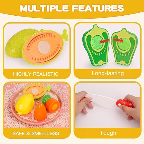 Play Food Sets for Kids Kitchen-80PC Pretend Food with 2 Kids Picnic Basket, Toy Food with Pizza Toy, Plastic Food Cutting Toys, Play Kitchen Accessories - Fake Food, Boys Girls Toddlers Gifts in Saudi Arabia