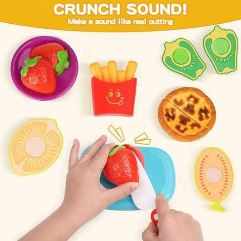Play Food Sets for Kids Kitchen-80PC Pretend Food with 2 Kids Picnic Basket, Toy Food with Pizza Toy, Plastic Food Cutting Toys, Play Kitchen Accessories - Fake Food, Boys Girls Toddlers Gifts in Saudi Arabia