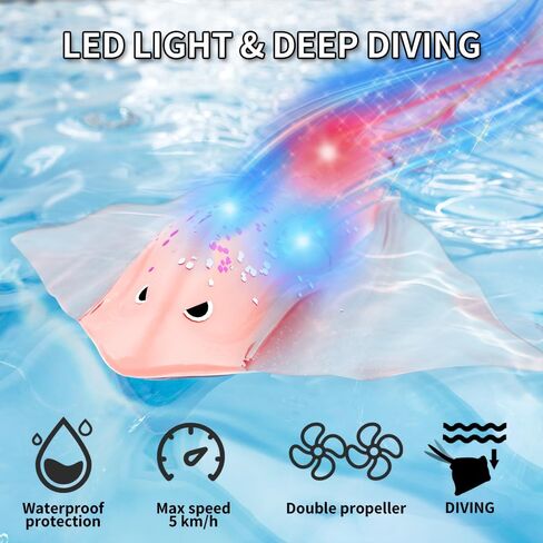 ASOBI قارب التحكم عن بعد، 2.4 جيجا هرتز RC قارب اللادغة لعبة السمك الروبوتية مع أضواء LED لبحيرة حمام السباحة ألعاب الصيف للأولاد والبنات من العمر 4 5 6+ سنة هدايا عيد الميلاد عيد الميلاد in Saudi Arabia