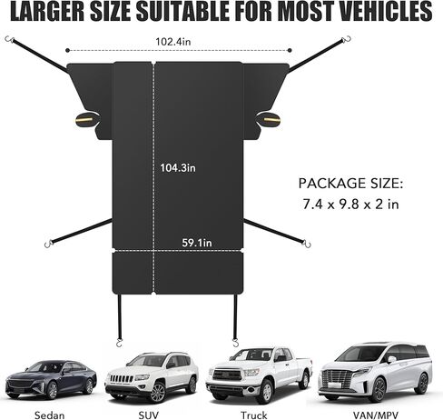 Windshield Cover for Ice and Snow | Enhanced 600D Oxford Fabric Windshield Frost Cover for Any Weather | Water, Heat & Sag-Proof Car Windshield Snow Cover | X-Large in Kuwait