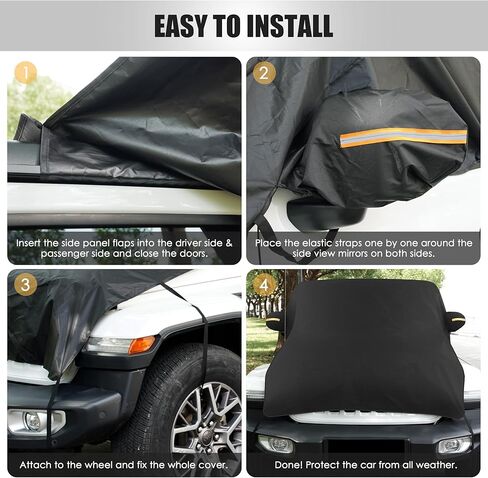 Windshield Cover for Ice and Snow | Enhanced 600D Oxford Fabric Windshield Frost Cover for Any Weather | Water, Heat & Sag-Proof Car Windshield Snow Cover | X-Large in Kuwait