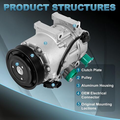 AC Compressor with Clutch Compatible for 2009-2014 Hyundai Sonata 2.4 L4 / 2011-2012 Kia Optima replacement CO 11218C 977013R000 in Saudi Arabia