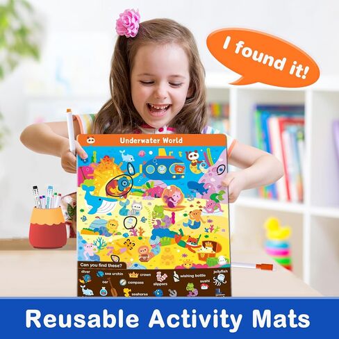 Elite Panda Preschool Learning Activities 60 Reusable Pages, (2-Pack) Kindergarten Workbook & Search and Find for Kids, Art and Craft Supplies Educational Toys Girl Boy Ages 3, 4, 5, 6 Year Old in Saudi Arabia