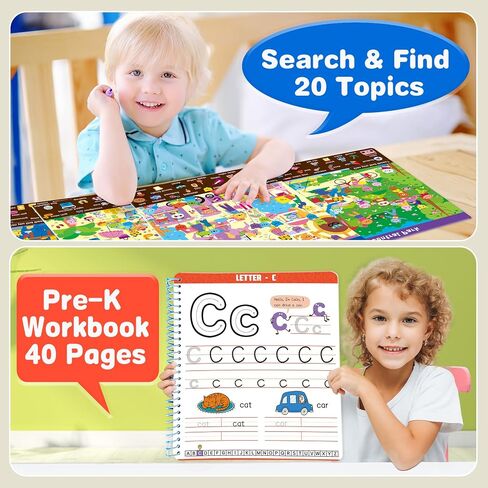 Elite Panda Preschool Learning Activities 60 Reusable Pages, (2-Pack) Kindergarten Workbook & Search and Find for Kids, Art and Craft Supplies Educational Toys Girl Boy Ages 3, 4, 5, 6 Year Old in Saudi Arabia