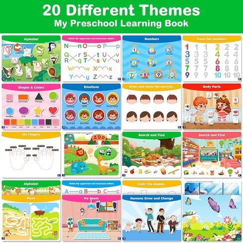 Foayex Toddler Busy Book Montessori Toys for 3 4 5 Year Old, Educational Activities for Learning Letters,Numbers,Fun Doodle & Coloring Workbook for Kids Travel,Gifts for Girls Boys (Wipe-Clean) in Saudi Arabia