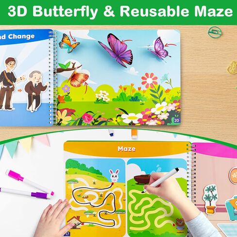 Foayex Toddler Busy Book Montessori Toys for 3 4 5 Year Old, Educational Activities for Learning Letters,Numbers,Fun Doodle & Coloring Workbook for Kids Travel,Gifts for Girls Boys (Wipe-Clean) in Saudi Arabia