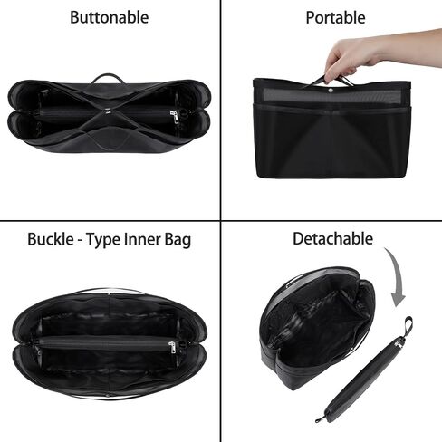 ZTUJO Purse Organizer Insert For Handbags,Mesh Bag Organizer Insert With Zipper Bag Tote Shaper Fit Speedy Neverful PM MM le Pliage,Light Weight (Black, Large) in Saudi Arabia