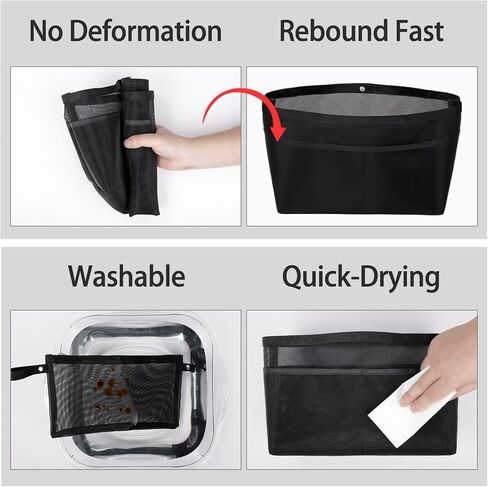 ZTUJO Purse Organizer Insert For Handbags,Mesh Bag Organizer Insert With Zipper Bag Tote Shaper Fit Speedy Neverful PM MM le Pliage,Light Weight (Black, Large) in Saudi Arabia