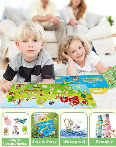 Reusable Sticker Book for Toddlers 2-4 Years, Stickers for Kids, Toddler Sticker Book Ages 1-3, Toddler Craft Activities, Toddler Travel Toys Ages 2+ Boy Girl Birthday Gifts in Kuwait