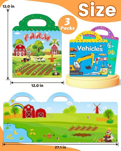 Reusable Sticker Book for Toddlers 2-4 Years, Stickers for Kids, Toddler Sticker Book Ages 1-3, Toddler Craft Activities, Toddler Travel Toys Ages 2+ Boy Girl Birthday Gifts in Kuwait