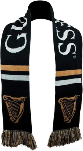 البضائع الرسمية لموسوعة غينيس وشاح أكريليك شتوي ذو وجهين باللون الأسود والذهبي والأبيض الرياضي in Kuwait