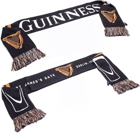 البضائع الرسمية لموسوعة غينيس وشاح أكريليك شتوي ذو وجهين باللون الأسود والذهبي والأبيض الرياضي in Kuwait