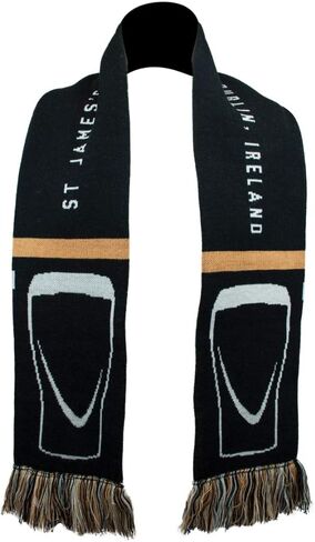 البضائع الرسمية لموسوعة غينيس وشاح أكريليك شتوي ذو وجهين باللون الأسود والذهبي والأبيض الرياضي in Kuwait