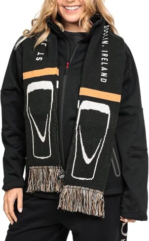 البضائع الرسمية لموسوعة غينيس وشاح أكريليك شتوي ذو وجهين باللون الأسود والذهبي والأبيض الرياضي in Kuwait