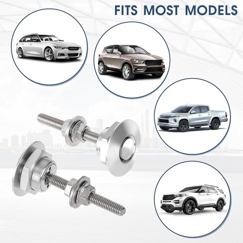 2 Pcs Quick Release Bumper Universal Aluminum Vehicle Hood Pins Quick Latch Hood Pins Quick Release Bumper Clips License Plate Lock Clip Kit, Diameter 1.25 inch, Silver in Saudi Arabia