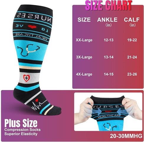 bropite 4 Pairs Plus Size Compression Socks Extra Wide Calf Women&Men 20-30mmHg Support Dancing Cycling Running Climbing in Saudi Arabia