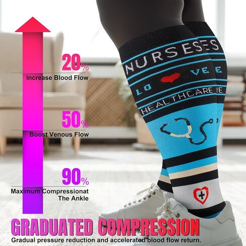 bropite 4 Pairs Plus Size Compression Socks Extra Wide Calf Women&Men 20-30mmHg Support Dancing Cycling Running Climbing in Saudi Arabia