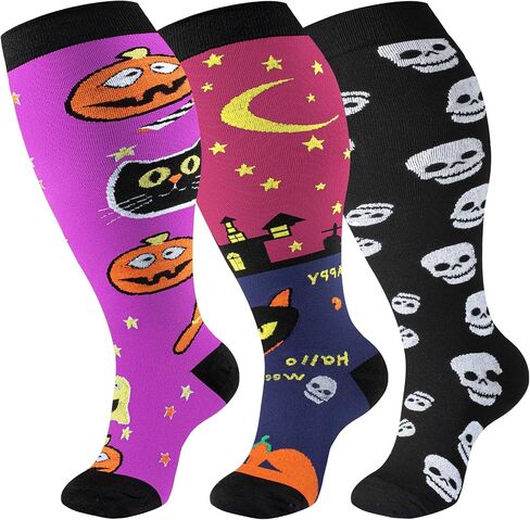 bropite 4 Pairs Plus Size Compression Socks Extra Wide Calf Women&Men 20-30mmHg Support Dancing Cycling Running Climbing in Saudi Arabia
