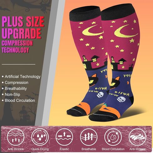 bropite 4 Pairs Plus Size Compression Socks Extra Wide Calf Women&Men 20-30mmHg Support Dancing Cycling Running Climbing in Saudi Arabia