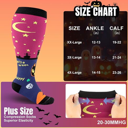 bropite 4 Pairs Plus Size Compression Socks Extra Wide Calf Women&Men 20-30mmHg Support Dancing Cycling Running Climbing in Saudi Arabia