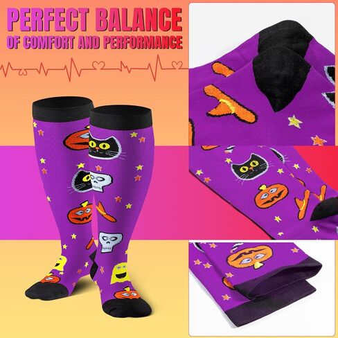 bropite 4 Pairs Plus Size Compression Socks Extra Wide Calf Women&Men 20-30mmHg Support Dancing Cycling Running Climbing in Saudi Arabia