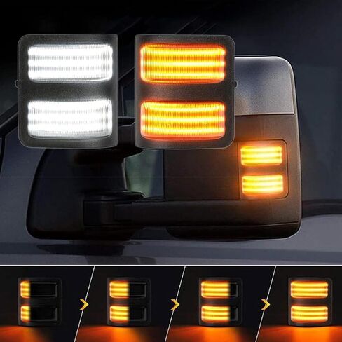 عدسة إشارة الانعطاف F250 F350، مصباح مرآة LED للتحويل وأضواء إشارة الانعطاف لـ 2008-2016 Ford F450 F550 Super Duty Running Light ما بعد البيع in Kuwait