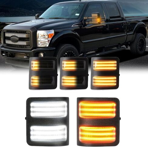 عدسة إشارة الانعطاف F250 F350، مصباح مرآة LED للتحويل وأضواء إشارة الانعطاف لـ 2008-2016 Ford F450 F550 Super Duty Running Light ما بعد البيع in Kuwait