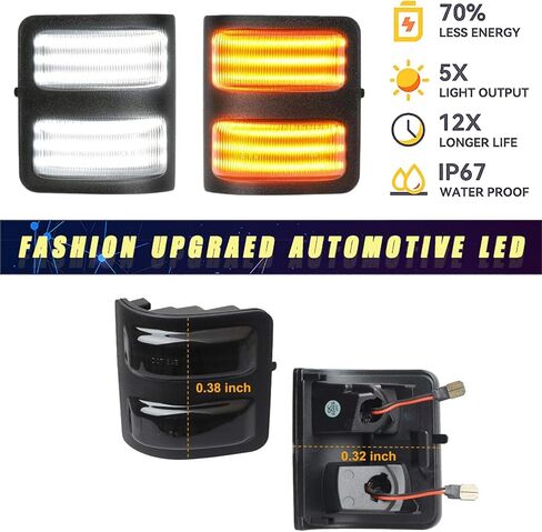 عدسة إشارة الانعطاف F250 F350، مصباح مرآة LED للتحويل وأضواء إشارة الانعطاف لـ 2008-2016 Ford F450 F550 Super Duty Running Light ما بعد البيع in Kuwait