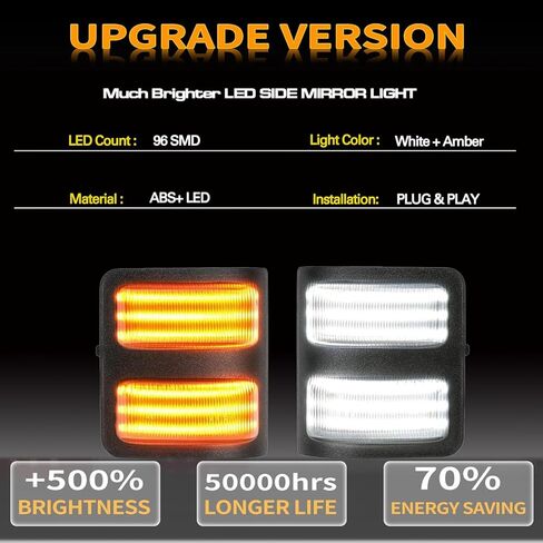 عدسة إشارة الانعطاف F250 F350، مصباح مرآة LED للتحويل وأضواء إشارة الانعطاف لـ 2008-2016 Ford F450 F550 Super Duty Running Light ما بعد البيع in Kuwait